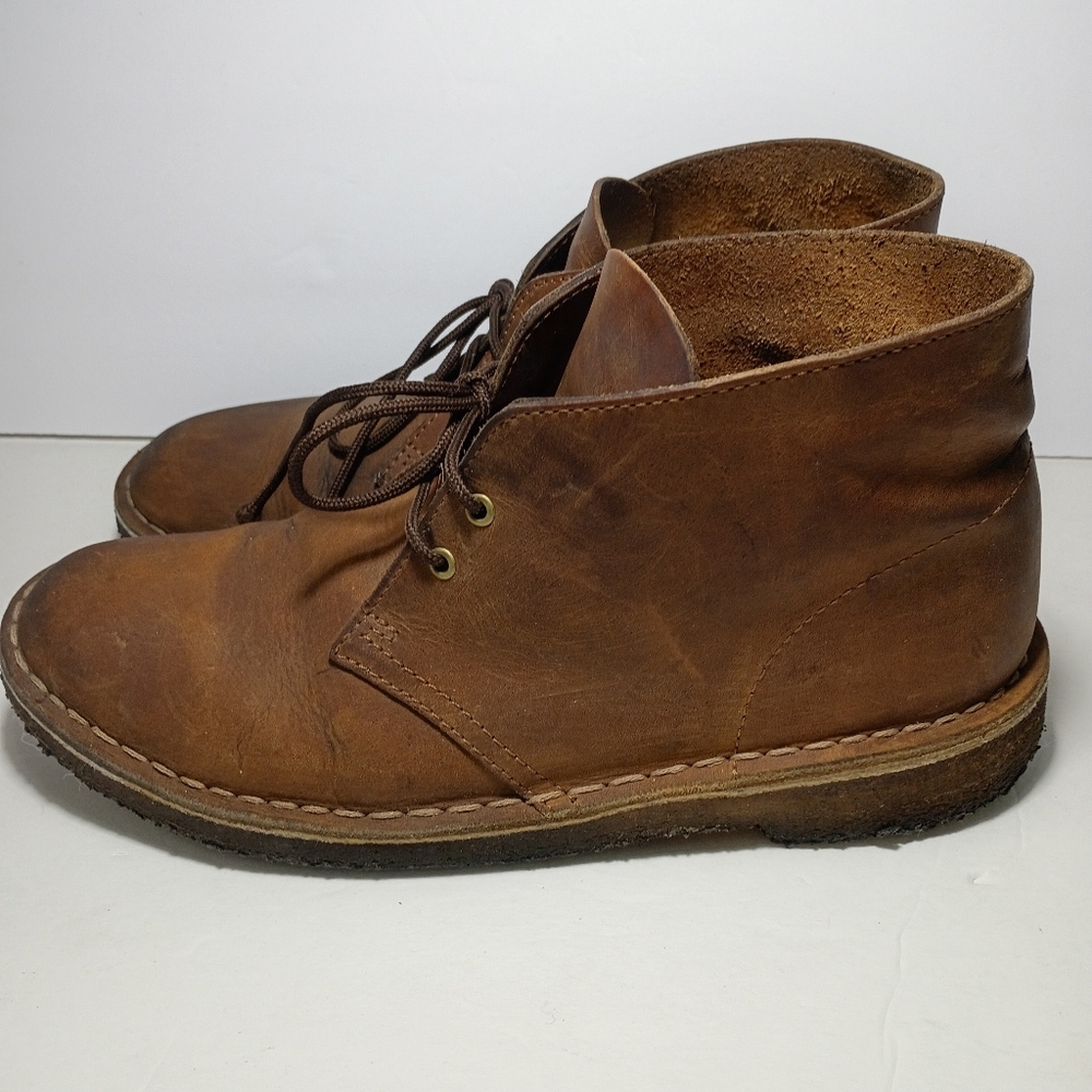 Clarks Men's Leather Chukka Boots Monahan Chukka Beeswax Leather Size 7.5